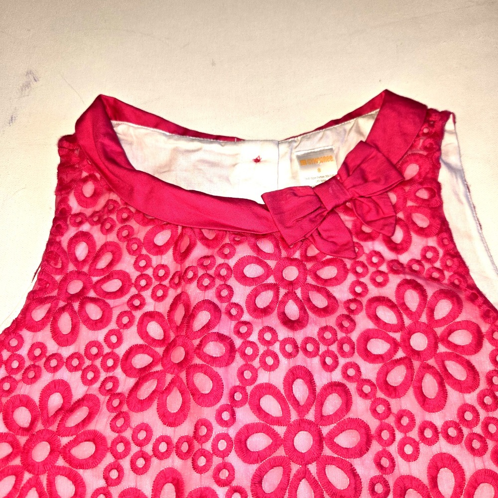 Gymboree Pink Embroidered Floral Shift Dress Girls Size 8 - Picture 2 of 11